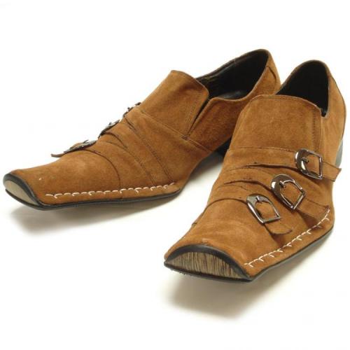 Fiesso  Brown Suede  Leather Shoes w/ Buckle FI6234